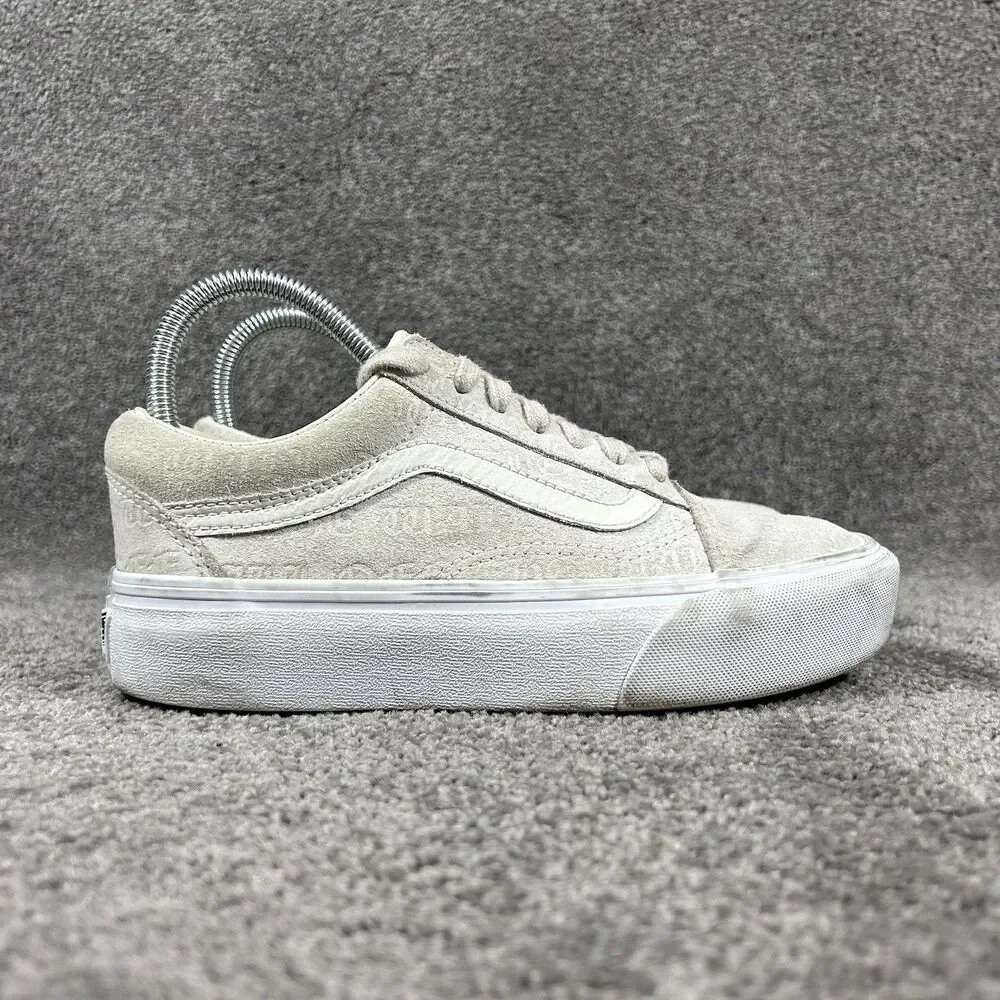 Vans Old Skool Deboss Women’s Size 6.5 Marshmallow White Platform Shoes Used